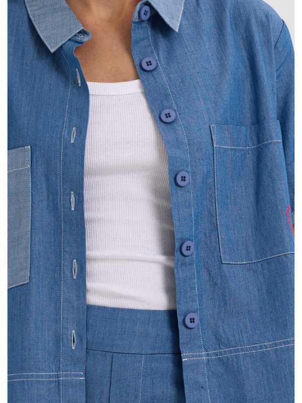 Zaket & Plover Denim Shirt Washed Denim Detail