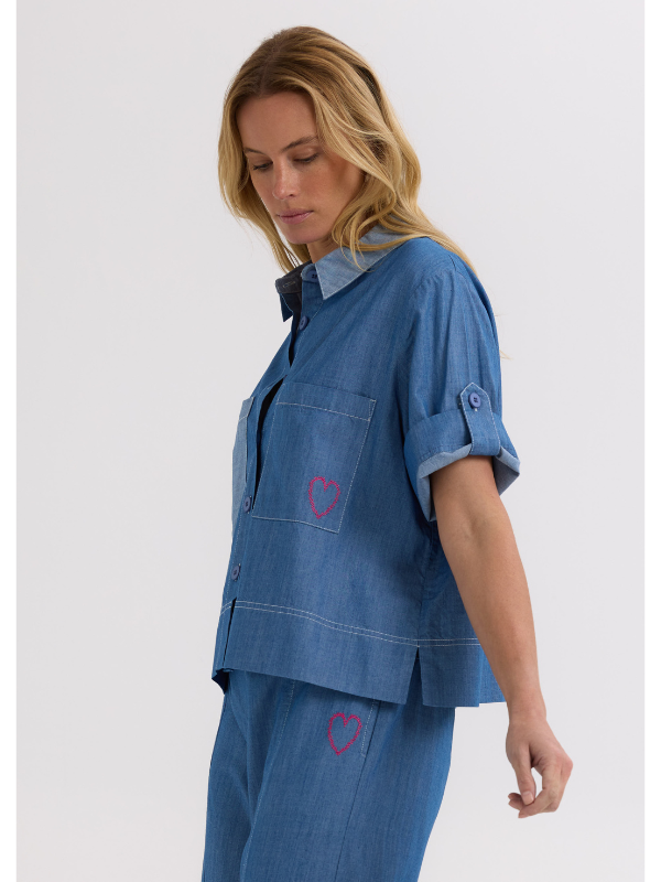 Zaket & Plover Denim Shirt Washed Denim Side