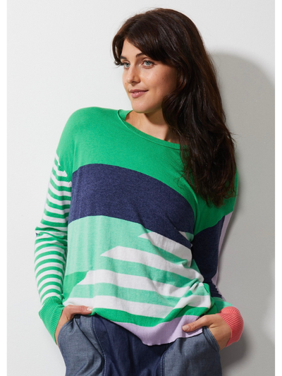 Zaket & Plover Diagonal Stripe Jumper Frog Front