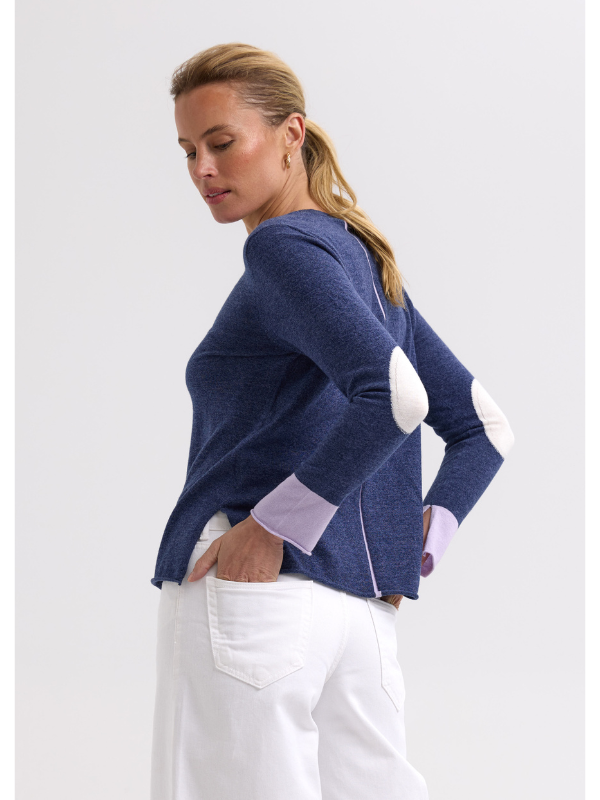 Zaket & Plover Elbow Patch Jumper Denim Front