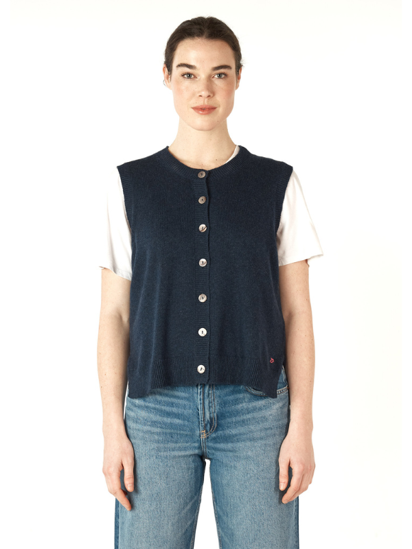 Zaket & Plover Essential Button Vest Denim Front