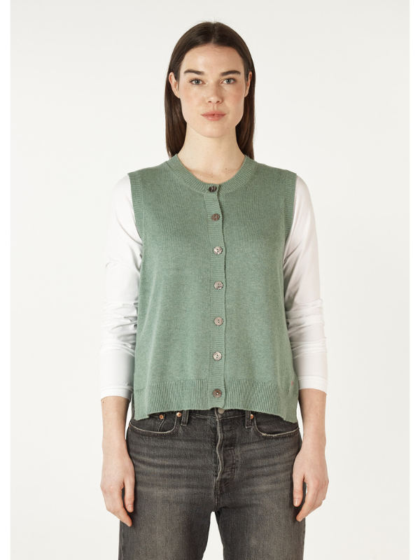 Zaket & Plover Essential Button Vest Moss Front