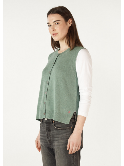 Zaket & Plover Essential Button Vest Moss Side