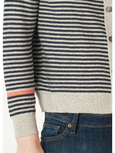 Zaket & Plover Essential Stripe Cardi Light Marl Detail