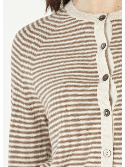 Zaket & Plover Essential Stripe Cardi Light Oat Detail