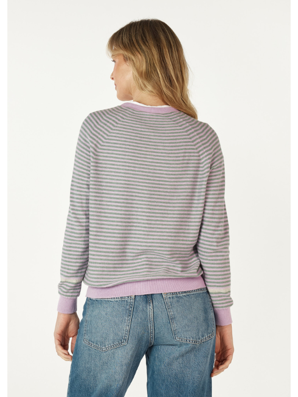 Zaket & Plover Essential Stripe Cardi Lilac back