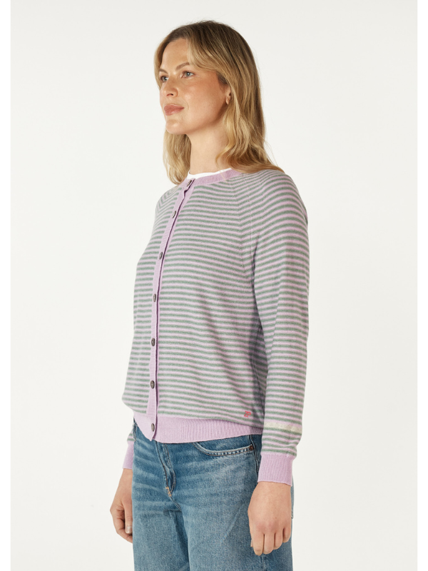 Zaket & Plover Essential Stripe Cardi Lilac Side