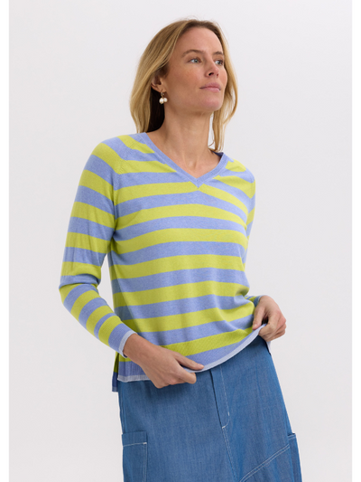 Zaket & Plover Essential Stripe V Blueberry Front