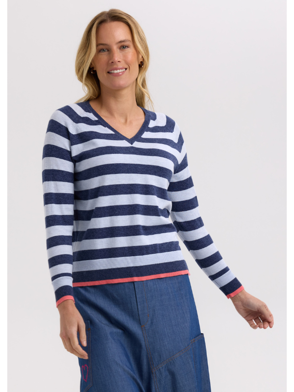 Zaket & Plover Essential Stripe V Denim Front