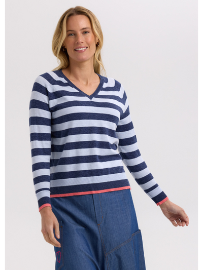 Zaket & Plover Essential Stripe V Denim Front