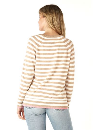 Zaket & Plover Essential Stripe V Oat Back