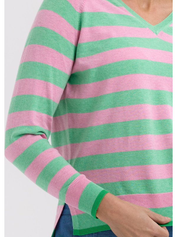 Zaket & Plover Essential Stripe V Spearmint Detail