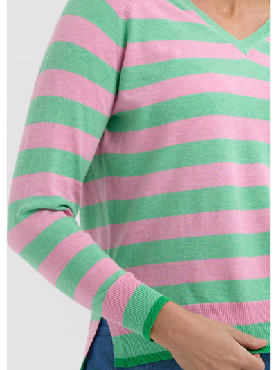 Zaket & Plover Essential Stripe V Spearmint Detail