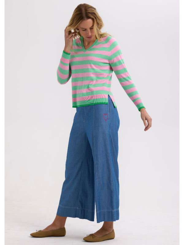 Zaket & Plover Essential Stripe V Spearmint Side