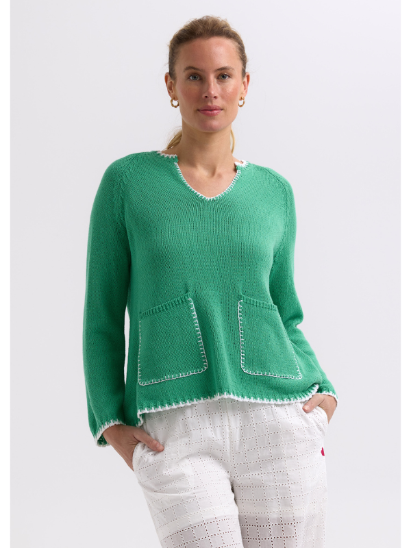 Zaket & Plover Hand Work Trim A-Line Jumper Apple Front