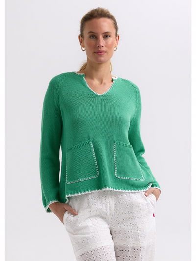 Zaket & Plover Hand Work Trim A-Line Jumper Apple Front