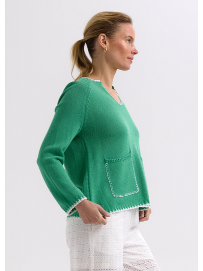 Zaket & Plover Hand Work Trim A-Line Jumper Apple Side