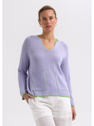 Zaket & Plover Hand Work Trim A-Line Jumper Lilac Front