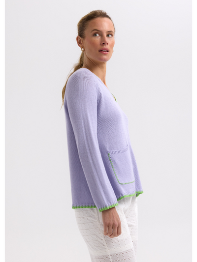 Zaket & Plover Hand Work Trim A-Line Jumper Lilac Side
