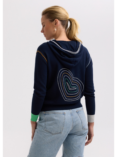 Zaket & Plover Heart Embroidery Hoodie Navy Back