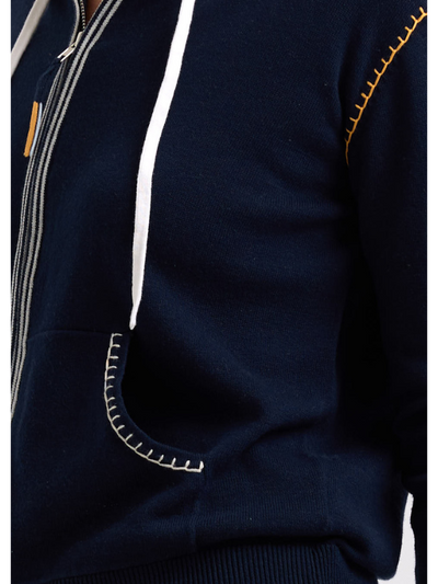 Zaket & Plover Heart Embroidery Hoodie Navy Detail
