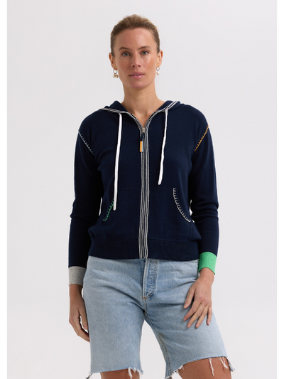 Zaket & Plover Heart Embroidery Hoodie Navy Front