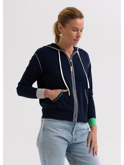 Zaket & Plover Heart Embroidery Hoodie Navy Side