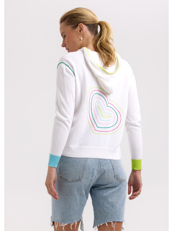 Zaket & Plover Heart Embroidery Hoodie White Back