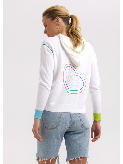 Zaket & Plover Heart Embroidery Hoodie White Back