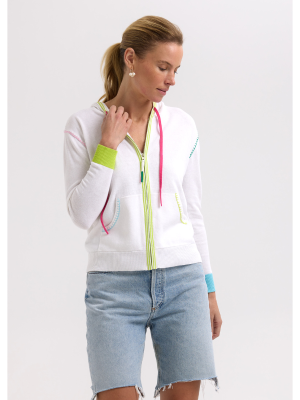 Zaket & Plover Heart Embroidery Hoodie White Front