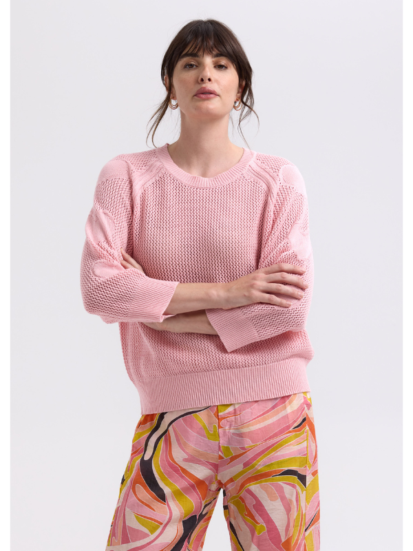 Zaket & Plover Hearts On My Sleeve Jumper Pink Front