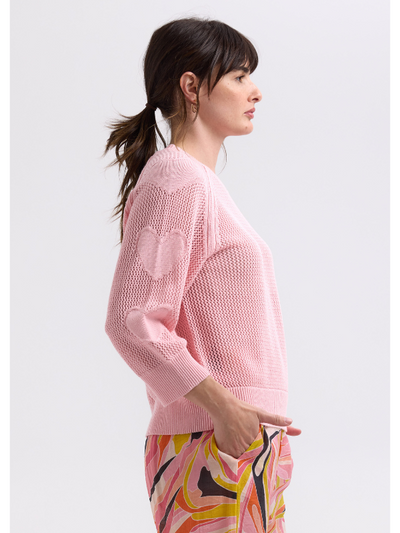 Zaket & Plover Hearts On My Sleeve Jumper Pink Side