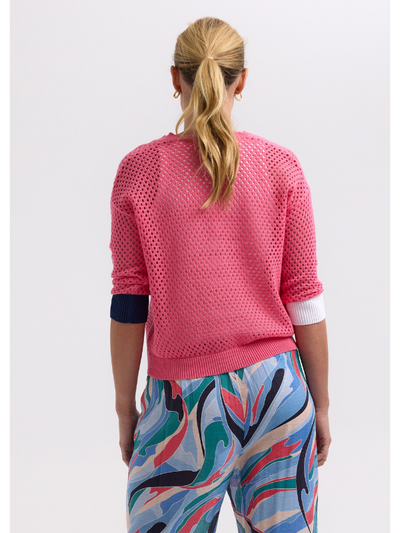 Zaket & Plover Holey Cardi Carnation Back