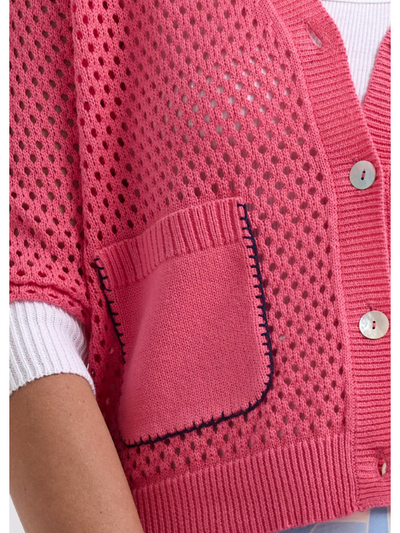 Zaket & Plover Holey Cardi Carnation Detail