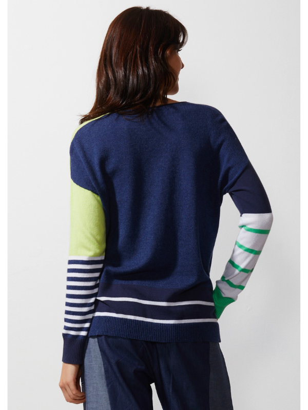 Zaket & Plover Intarsia Squares Jumper Denim Back