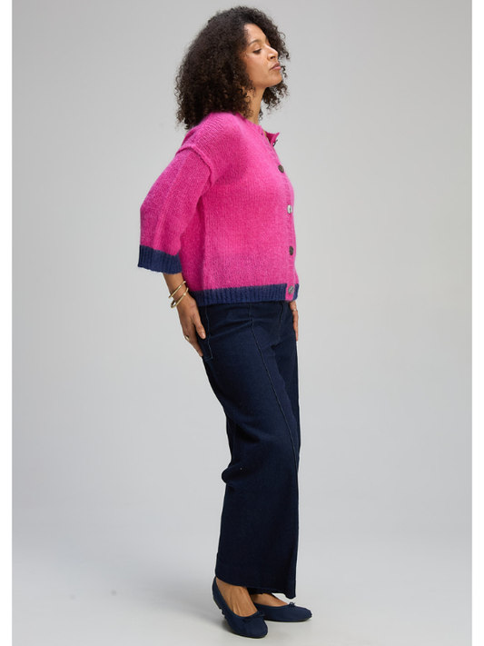 Zaket & Plover Kid Mohair Cardi Magenta Side