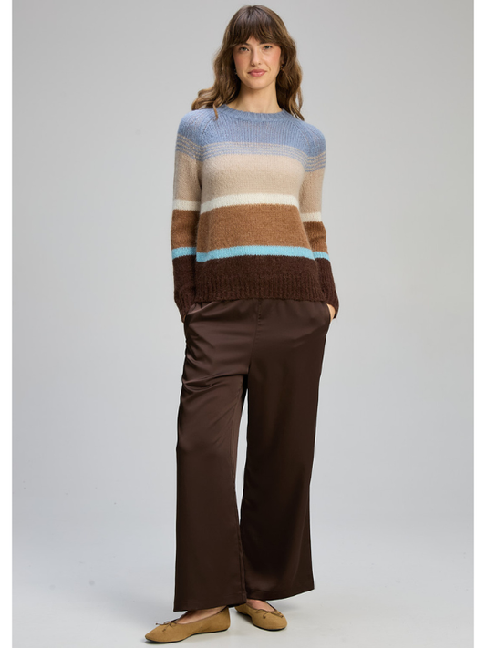 Zaket & Plover Kid Mohair Lines Crew Driftwood Front