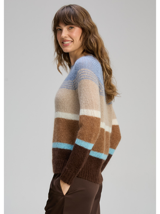 Zaket & Plover Kid Mohair Lines Crew Driftwood Side