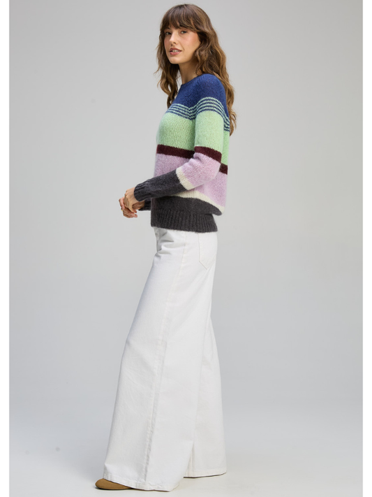 Zaket & Plover Kid Mohair Lines Crew Lilac Mist Side