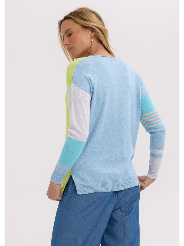 Zaket & Plover Ladder Stripe V Baby Blue Back