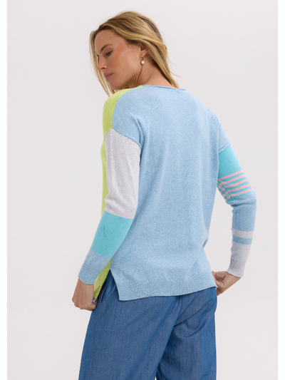 Zaket & Plover Ladder Stripe V Baby Blue Back