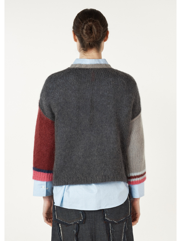 Zaket & Plover Mohair Colour Block Jumper Charcoal Back