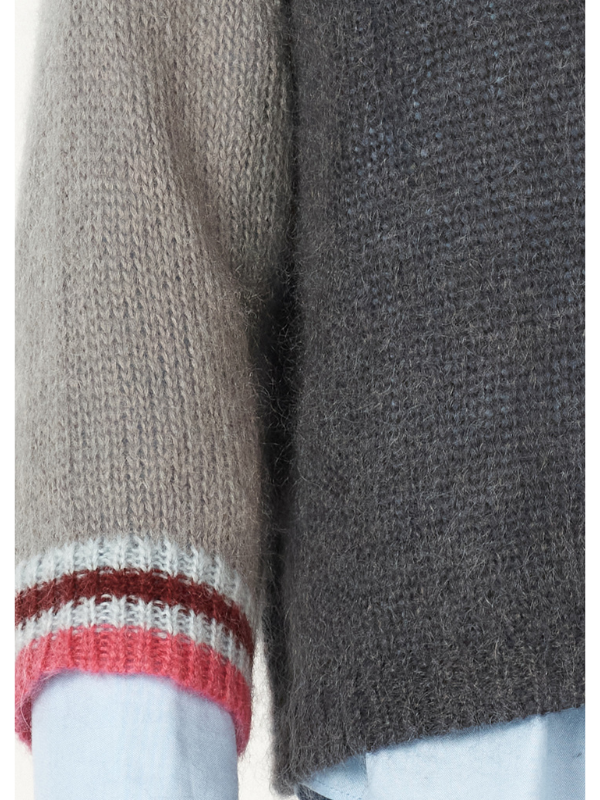 Zaket & Plover Mohair Colour Block Jumper Charcoal Detail