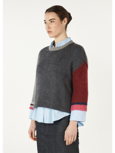 Zaket & Plover Mohair Colour Block Jumper Charcoal Side