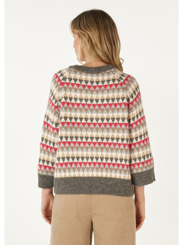 Zaket & Plover Mohair Fairisle Jumper Charcoal Back