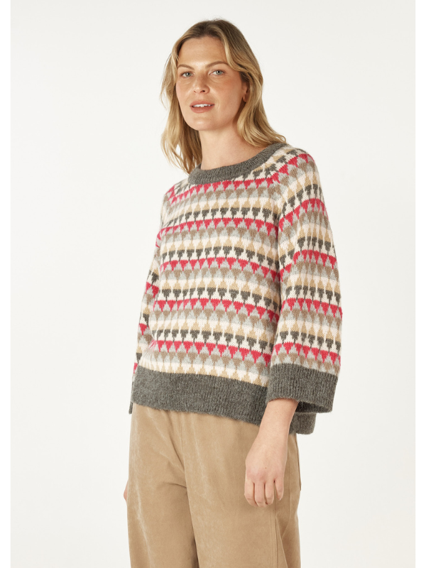 Zaket & Plover Mohair Fairisle Jumper Charcoal Side