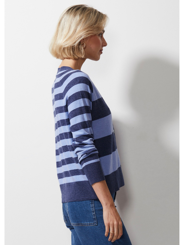 Zaket & Plover Multi Stripe Cardi Denim Side