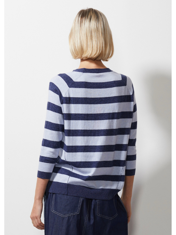 Zaket & Plover Multi Stripe Jumper Denim Back