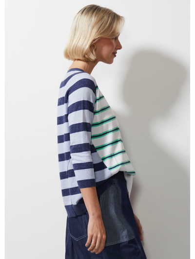 Zaket & Plover Multi Stripe Jumper Denim Side