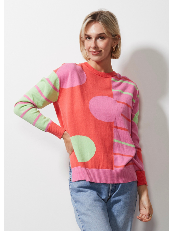 Zaket & Plover Spot on Stripes Jumper Melon Front